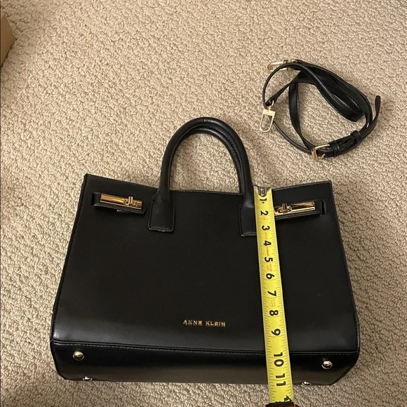 Anne Klein Black Satchel with Gold Accents - Picture 10 of 11